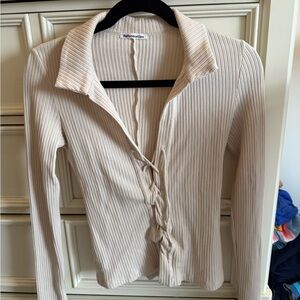 Reformation Women's Cream Ribbed Top